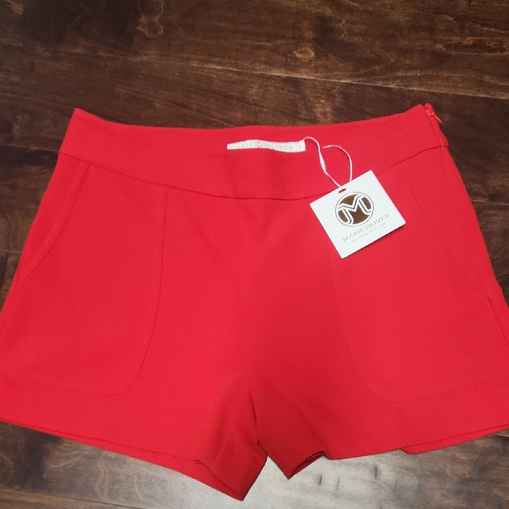 Marie Oliver High Waist Red Women's Shorts side Zipper Size 8